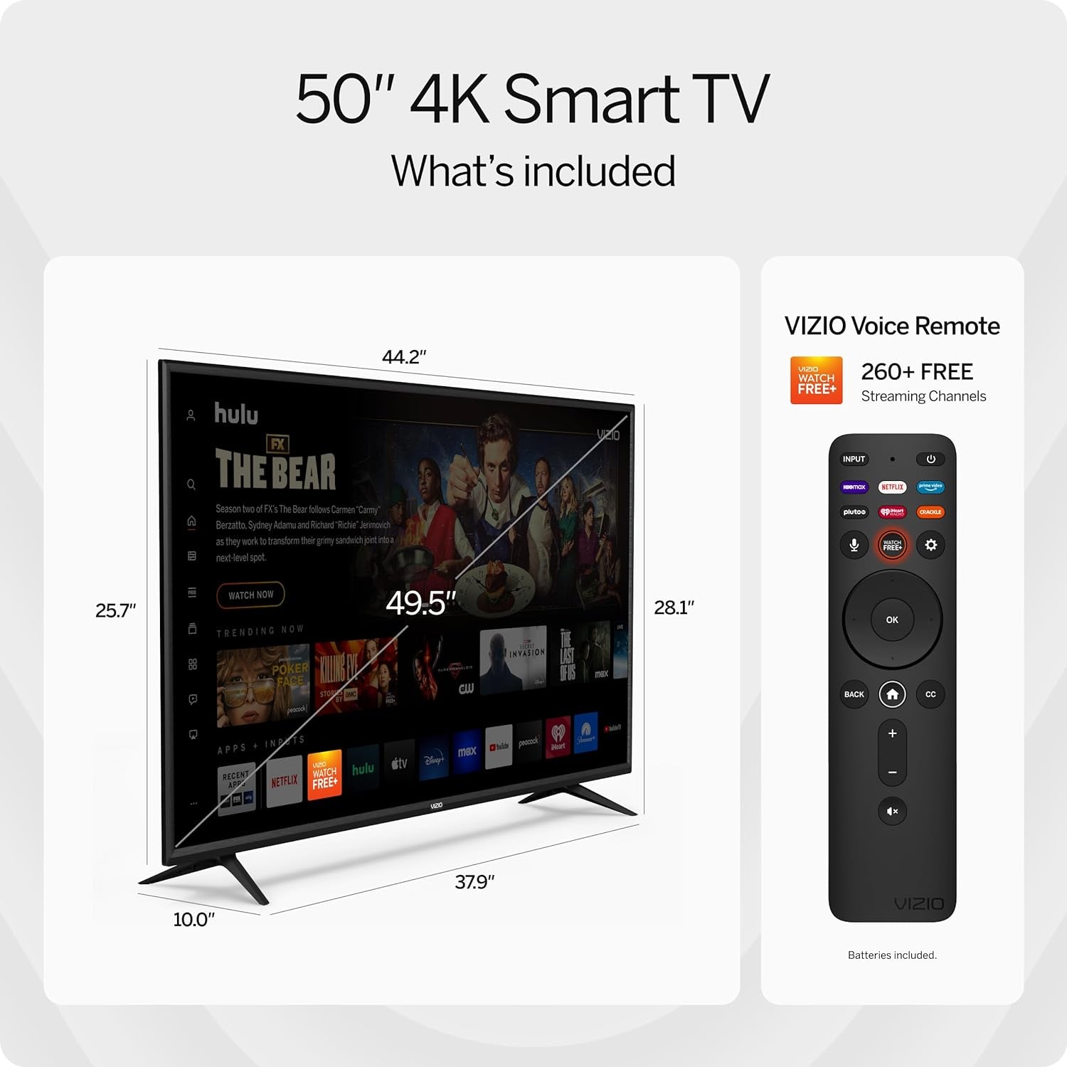 50-Inch V-Series 4K UHD LED HDR Smart TV with Apple Airplay and Chromecast Built-In, Dolby Vision, HDR10+, HDMI 2.1, Auto Game Mode and Low Latency Gaming, V505-J09, 2021 Model